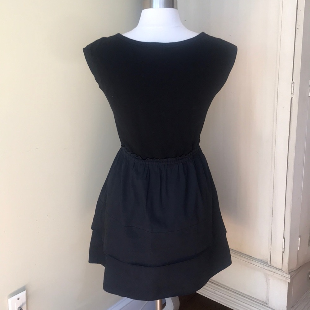 Black Linen and Knit Theory Dress - Picture 2 of 4